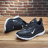 Чоловічі шкіряні кросівки Nike Найк Міські для молоді, Кросівки вуличні чорні на білій підошві ТОП *291 ч*, фото 5