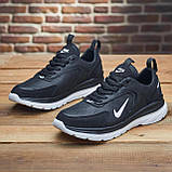 Чоловічі шкіряні кросівки Nike Найк Міські для молоді, Кросівки вуличні чорні на білій підошві ТОП *291 ч*, фото 4