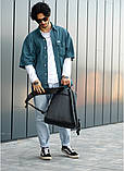 Підлітковий шкільний рюкзак роллтоп з екошкіри для хлопчика підлітка старшокласника 7 8 9 10 11 клас чорний ролл, фото 7