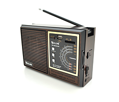 Радіо GOLON RX9933UAR, 6W, AM/FM радіо, Входи microSD, USB, живлення від 220+АКБ+4*LR20, корпус пластмас, Black/Brown