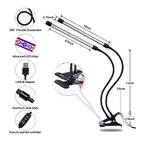 Светодиодная фитолампа для растений светильника фотолампе полный спектр с таймером и гибким кронштейном