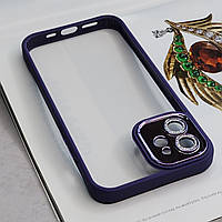 Чохол для iPhone 12 з фіолетовими бортиками та захистом камери, камера захищена лінзами