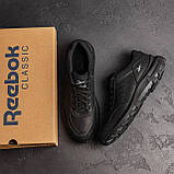 Кросівки чоловічі демісезонні Reebok Спортивні шкіряні повсякденні, Кросівки чорні весна/осінь шкіра взуття, фото 7