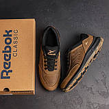 Кросівки чоловічі демісезонні Reebok Спортивні шкіряні повсякденні, Кросівки оливкові весна/осінь шкіра взуття, фото 8