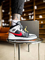 Мужские кроссовки Nike Air Jordan 1 Mid Black Chile Red/White