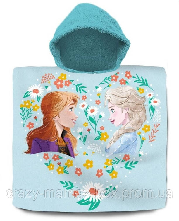 Дитячий пляжний рушник-пончо Disney Frozen Холодне Серце для дівчинки 3-7 років, фото 1