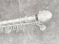 Карниз MStyle металлический для штор двухрядный Одеон 25/19 мм Белое Золото гладкий 240 см