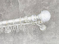 Карниз MStyle металлический для штор двухрядный Бостон 25/19 мм Белое Золото гладкий 240 см