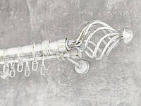 Карниз MStyle металлический для штор двухрядный Арезо 25/19 мм Белое Золото гладкий 240 см
