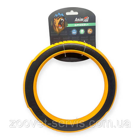 Іграшка для собак та цуценят супер-кільце AnimAll GrizZzly L 24,1х24,1х3,25 см Помаранчево - чорна 9703, фото 1