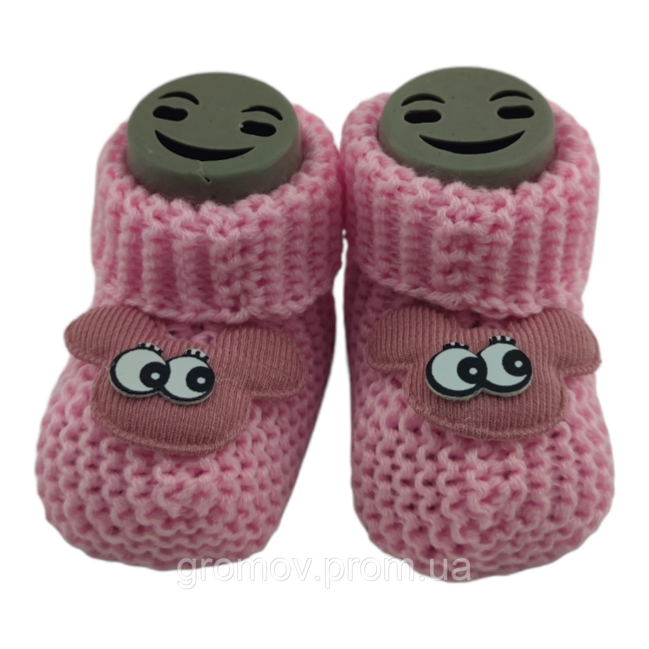 Пінетки в'язані для новонароджених 16.5 розмір 10 см довжина Туреччина для хлопчика рожевий (ПІД156), фото 1