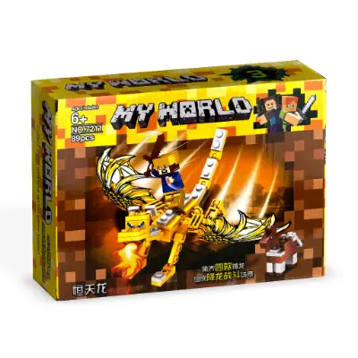 Конструктор (Minecraft) MY WORLD Майнкрафт, Жовтий Дракон 89 деталей (7211-3)