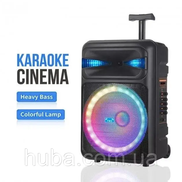 Акумуляторна Колонка NDR-Q08, LED-світлозубка. USB/FM/Bluetooth/TWS/Еквалайзер. бездротовий мікрофон 10W