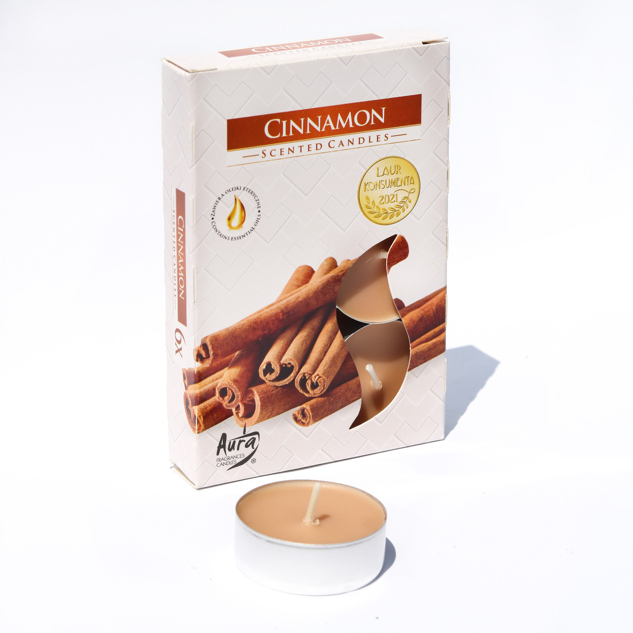 Набір свічок чайних 6 шт ароматичних Кориця Cinnamon 4 години Bispol