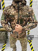 Тактическая куртка военная олива хаки осенняя софтшел на флисе soft shell демисезонная осень M, Піксель