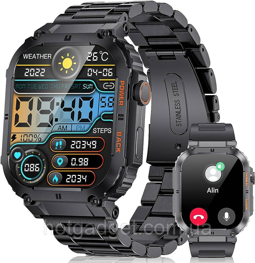 Смарт-годинник Lemfo K57 Pro black (тонометр, пульсоксиметр, дзвінки) 2 ремінці