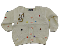 Детский свитер Турция 1, 2, 3, 4 года для девочки на пуговицах белый (ФД10)