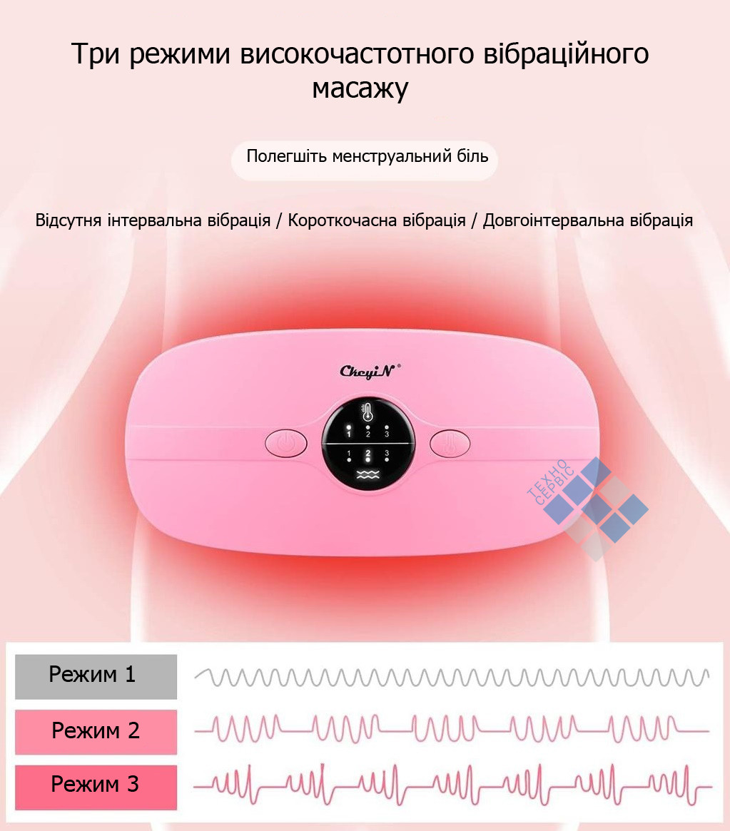 Портативная беспроводная грелка массажер для живота с 3 уровнями нагрева CkeyiN Розовый - фото 4 - id-p1928662620
