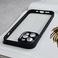 Прозорий пластиковий чохол для iPhone 12 Pro Max з чорними бортиками та захистом камери