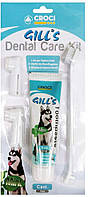 Зубная паста Croci Gills для собак с мятой + 3 щетки в наборе, 100 гр (153745)