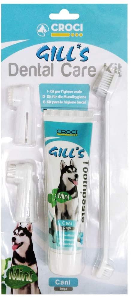Зубна паста Croci Gills для собак з м'ятою + 3 щітки в наборі, 100 гр (153745)