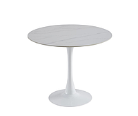 Стол обеденный T-325 каса вайт + белый d90x76 (керамика+металл)