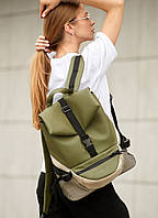 Женский подростковый школьный рюкзак для девочки старшеклассницы, студентки 7 8 9 10 11 класс роллтоп хаки