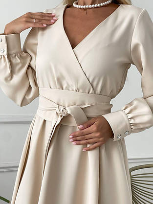 Модна жіноча сукня міді кремова, фото 3