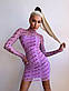 Облягаюча міні сукня із сітки в принт із написами Barbie (р. 42, 44) 66035390Е, фото 4