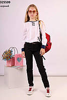 Штаны для девочки, черный цвет, размер 18 (на рост 122см)