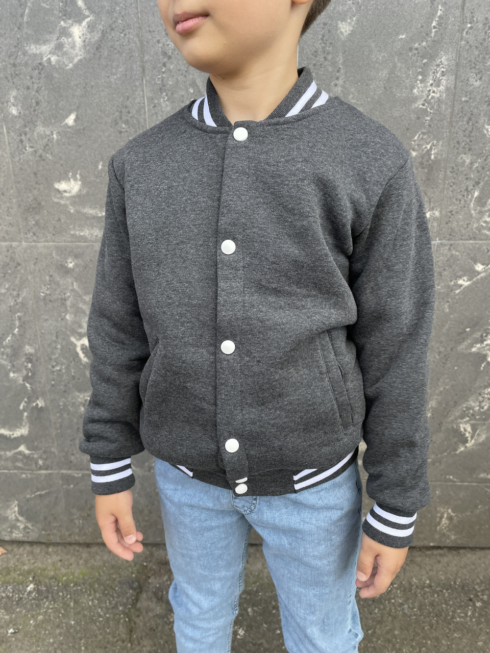 Бомбер теплий Blueland для хлопчика 6-9 років арт.1509-1, Розмір дитячого одягу (по зросту) 122, Колір Сірий, фото 1