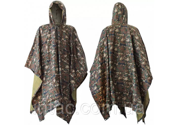 Тактичний дощовик-пончо EasyFit RainC (військовий плащ ЗСУ) Камуфляж marpat / ЛЮКС ЯКОСТІ! (7070)