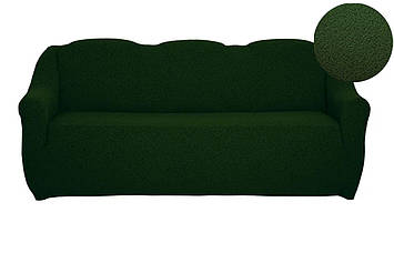 Чохол на прямий диван жакардовий без оборки внизу натяжний універсальний Туреччина Venera зелений