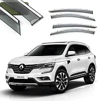 Дефлекторы окон с хром молдингом, ветровики Renault Koleos 2017-