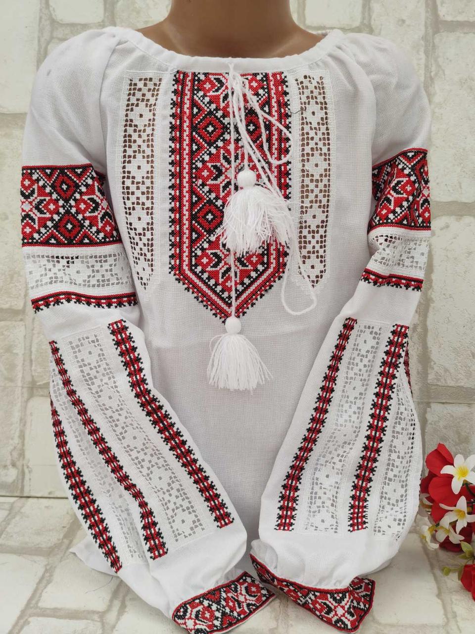 Вишиванка на дівчинку на попліні "Оксанка" 122-116 р-ри, фото 1