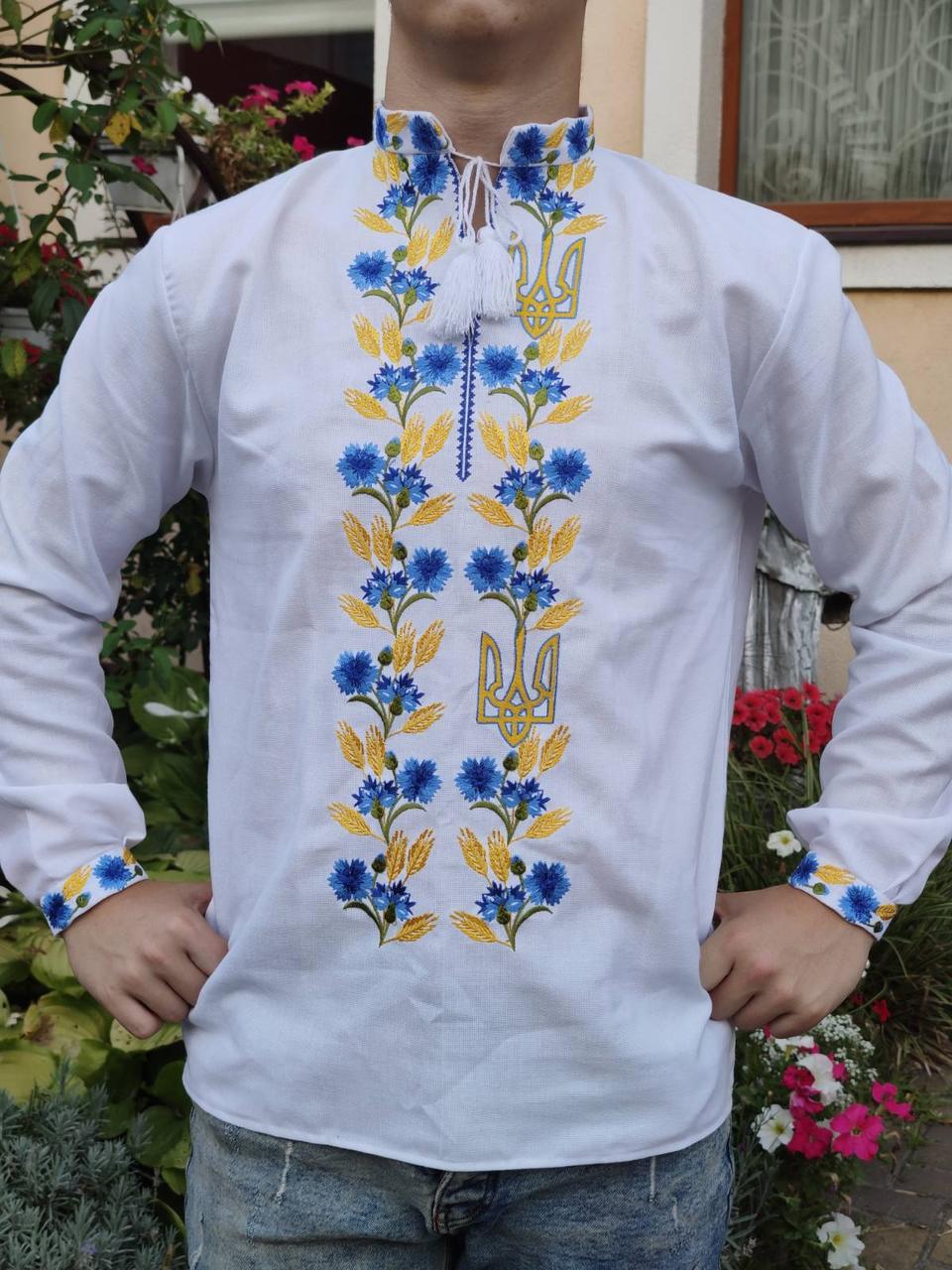 Чоловіча сорочка-вишиванкана на домотканому "Лука" 44-60 розміри, фото 1