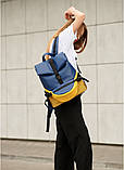 Жіночий підлітковий шкільний рюкзак для дівчинки підлітка, старшокласниці, студентки 7 8 9 10 11 клас жовто-синій роллтоп, фото 10