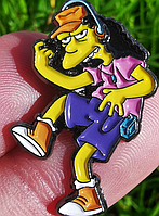 Брошь брошка значок пин Симпсон Барт металл Simpson В НАУШНИКАХ