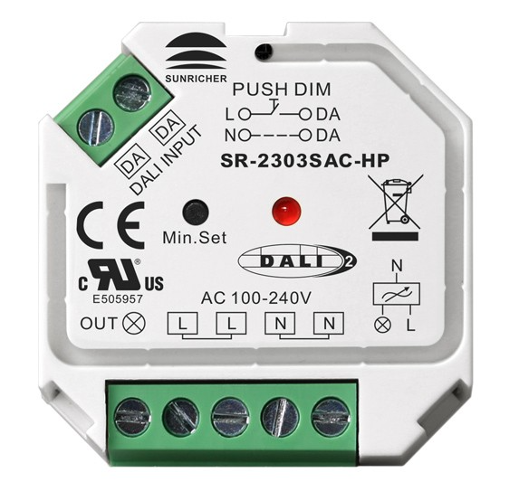 Фазовий димер TRIAC led dimmer 220v з інтерфейсом управління DALI SR-2303SAC-HP SUNRICHER 19235
