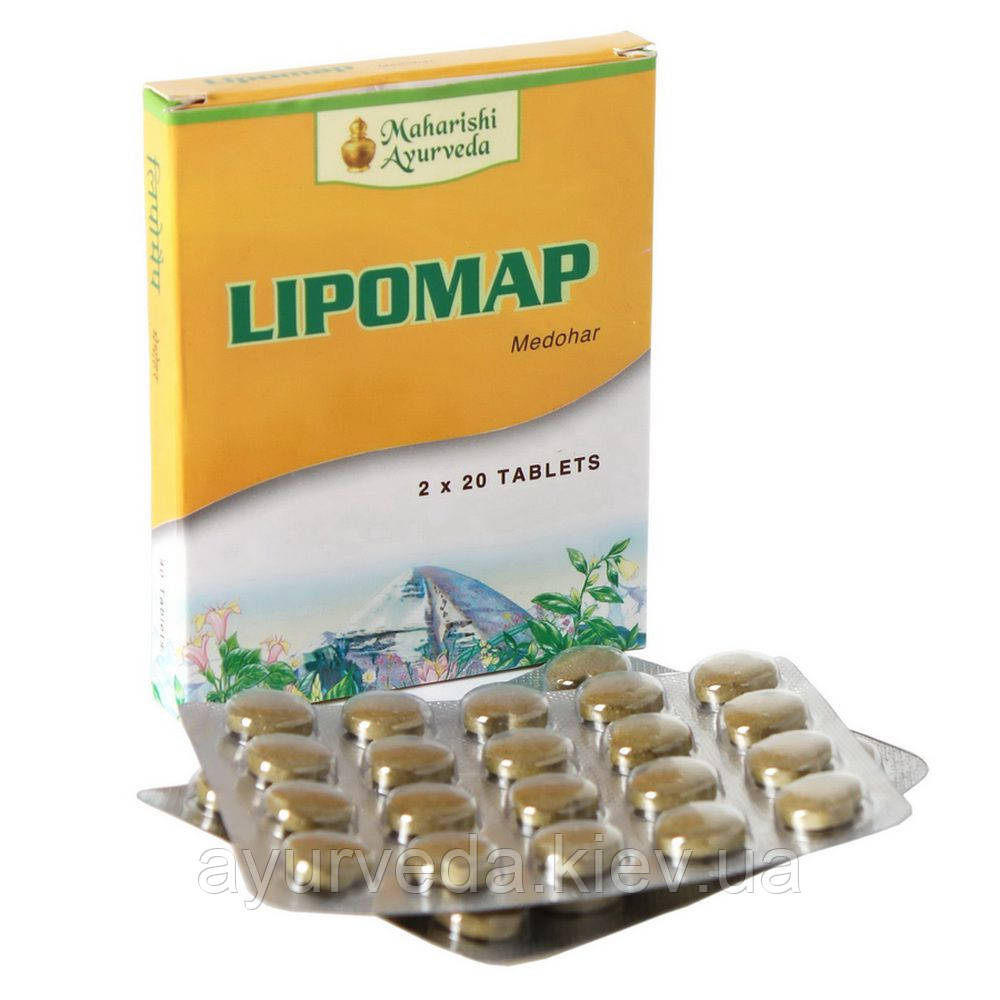Липомап, липидопонижающий трав'яний препарат від фірми Maharishi Ayurveda, Lipomap (40tab)