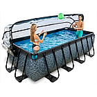 Каркасний басейн Exit Toys (400 х 200 х 122 см) камінь, з куполом, пісочним фільтром і драбиною, фото 6