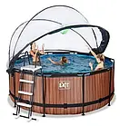 Басейн EXIT каркасний круглий з куполом 360х122 см + тепловий насос + пісочний фільтр "дерево", фото 3