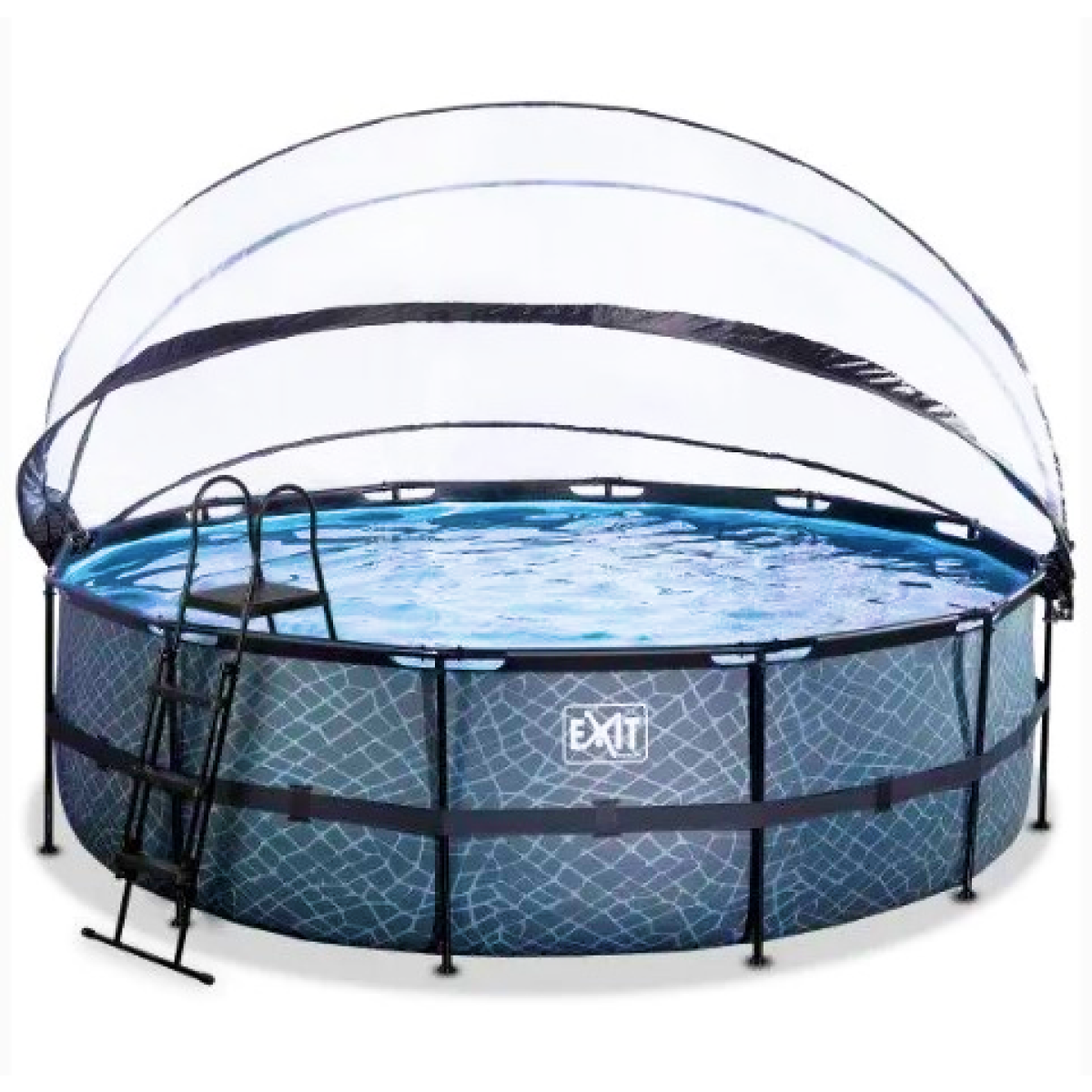Круглий каркасний басейн Exit Toys (488 х 122 см) камінь, з куполом, пісочним фільтром і драбиною