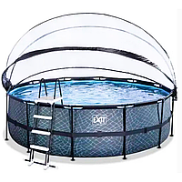 Нидерландский бассейн 450 х 122 см каркасный с куполом Exit Toys камень с песочным фильтром и тепловым насосом