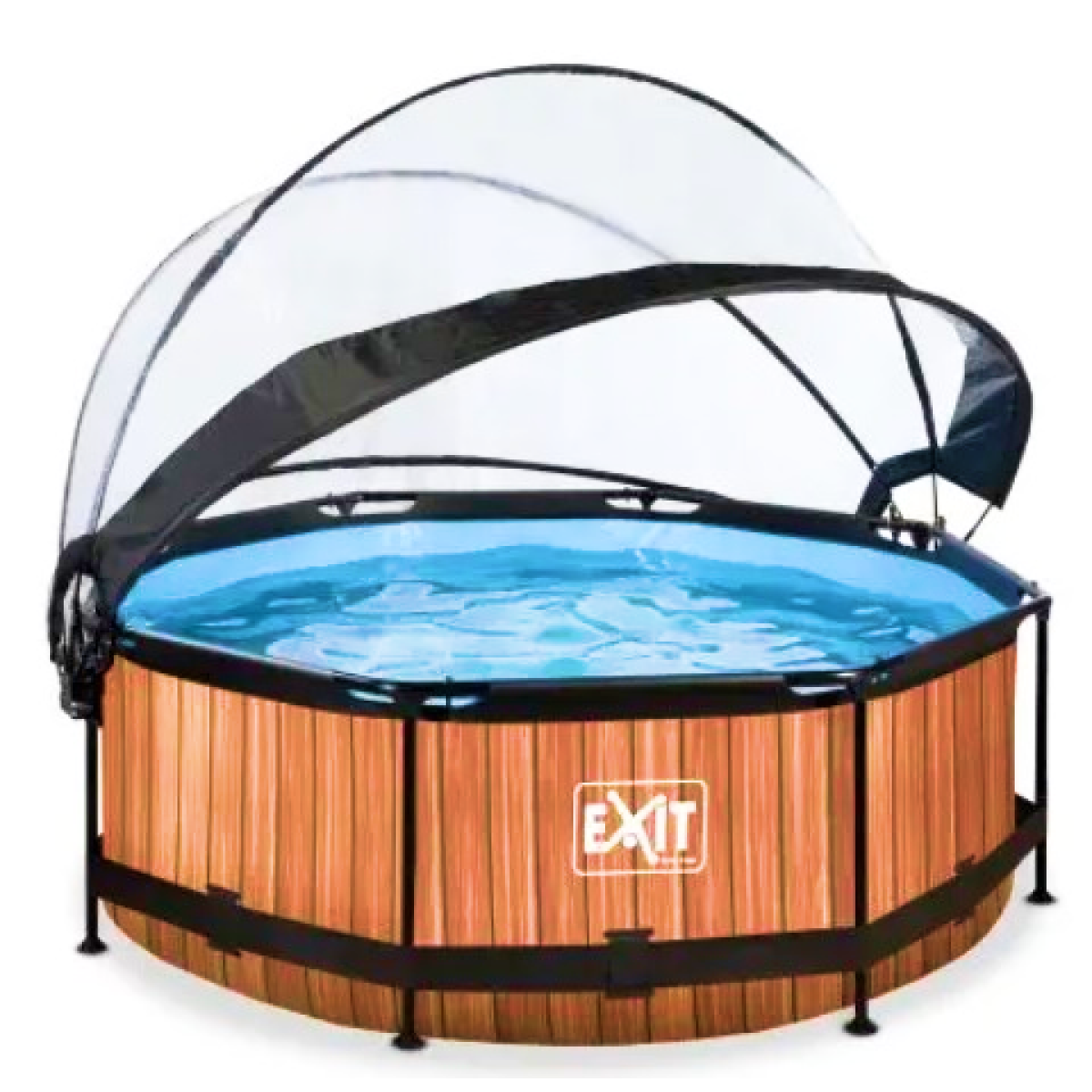 Круглий каркасний басейн Exit Toys (300 х 76 см) дерево, з куполом і фільтр-насосом