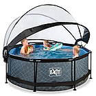 Круглий каркасний басейн Exit Toys (244 х 76 см) камінь, з куполом і фільтр-насосом, фото 7