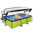 Каркасний басейн Exit Toys (220 х 150 х 65 см) лайм, з куполом і фільтр-насосом, фото 4