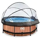 Круглий каркасний басейн Exit Toys (244 х 76 см) дерево, з куполом і фільтр-насосом, фото 3