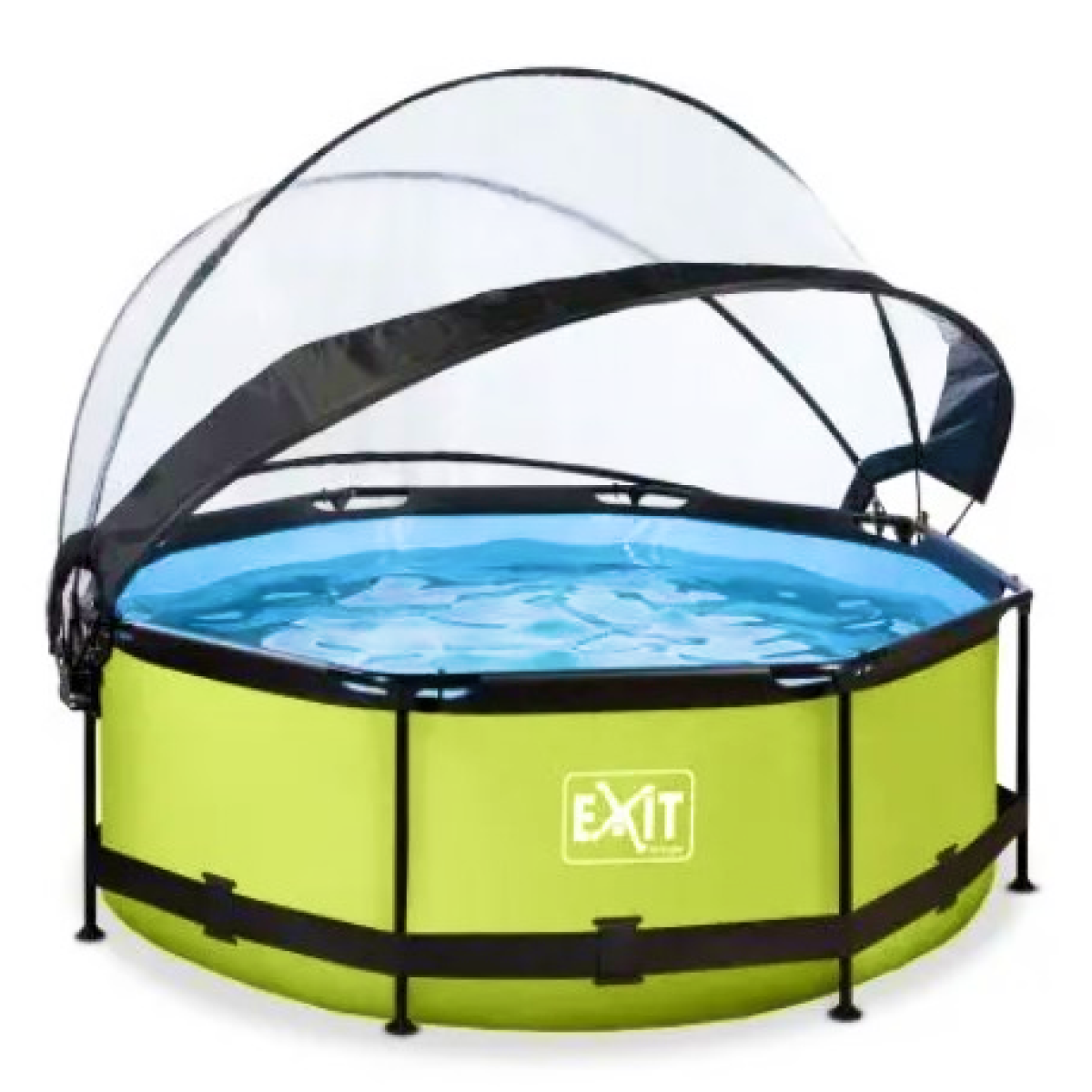 Круглий каркасний басейн Exit Toys (244 х 76 см) лайм, з куполом і фільтр-насосом