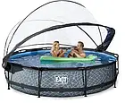 Круглий каркасний басейн Exit Toys (360 х 76 см) камінь, з куполом та фільтр-насосом, фото 3